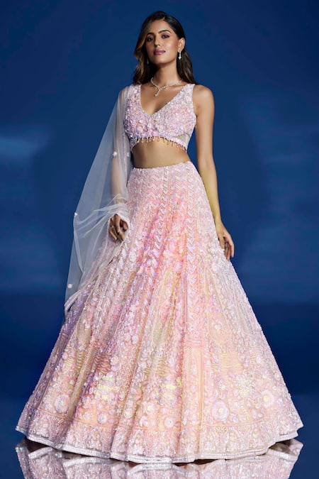 Opus Atelier Pink Embroidered Lehenga Set 
