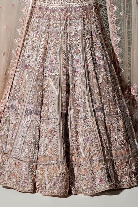 Opus Atelier_Purple Tulle, Net Embroidery, Sequins, Stones Lilac Verena Lehenga Set _Online_at_Aza_Fashions