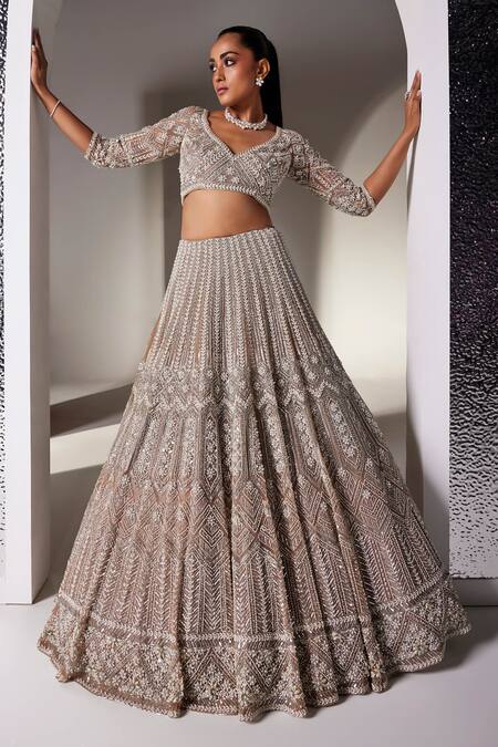 Opus Atelier Mouse Ivory Charlotte Embroidered Lehenga Set 