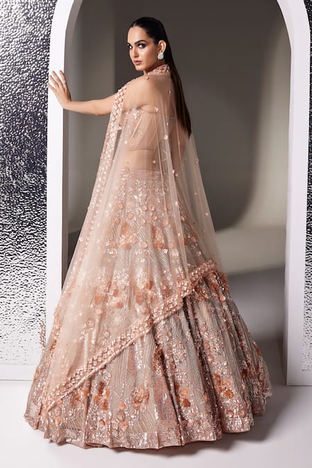 Opus Atelier Rose Gold Pink Amara Lehenga Set 