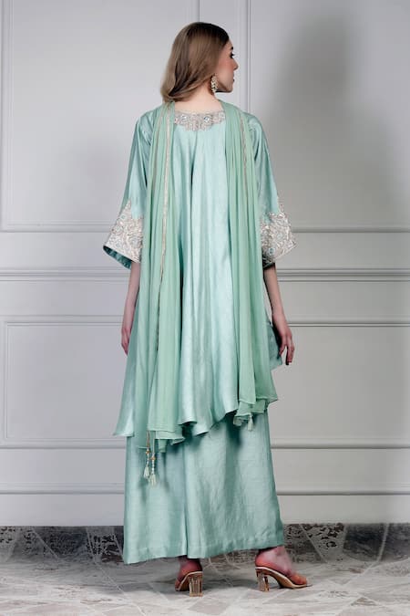 House Of Supriya Asymmetric Embroidered Kurta Set 