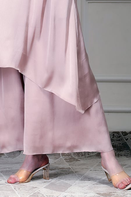 Buy_House Of Supriya_Pink Embroidery, Sequins, Beads Round Neck Kurta Set _Online_at_Aza_Fashions