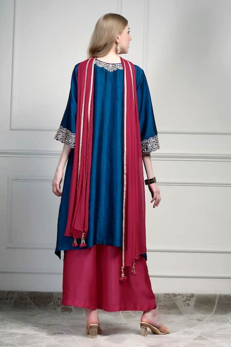 House Of Supriya Embroidered Yoke Kurta Palazzo Set 
