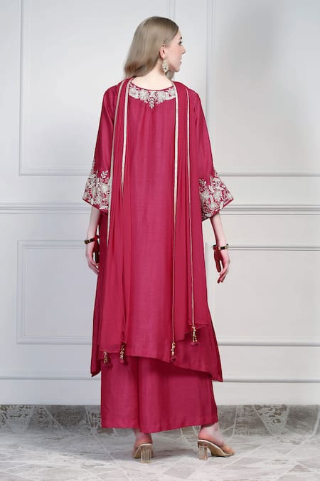 House Of Supriya Asymmetric Embroidered Kurta Set 