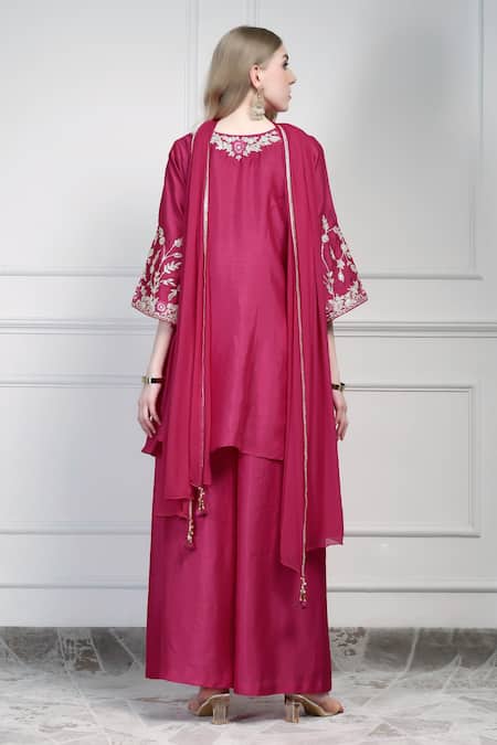 House Of Supriya Embroidered Yoke Kurta Palazzo Set 