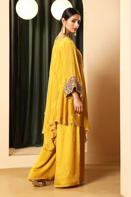 House Of Supriya High Low Embroidered Kurta With Palazzo 