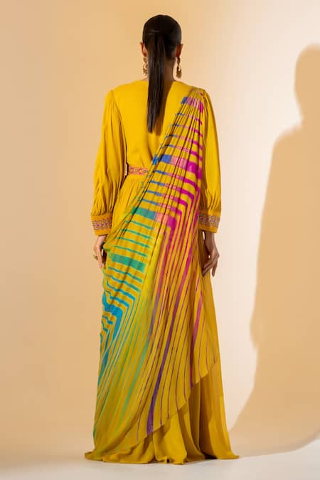 K-Anshika Draped Gown & Leheriya Dupatta Set 