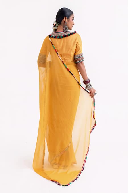 Garo Tribal Embroidered Blouse With Saree 