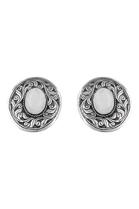 Sangeeta Boochra Heritage Engraved Silver Studs 