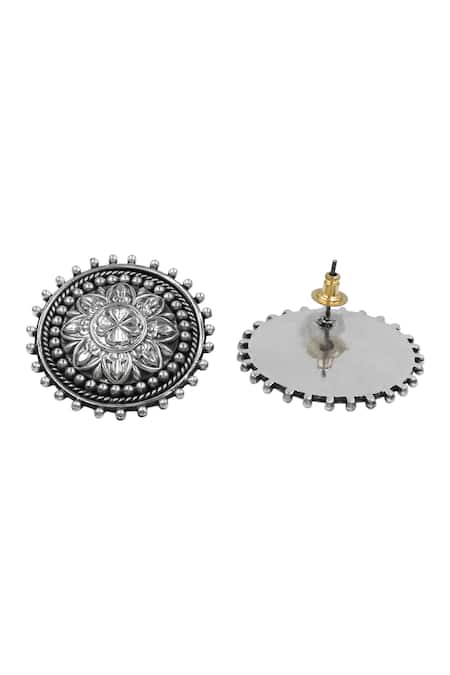 Sangeeta Boochra_Silver Plated Heritage Blossom Studs _Online_at_Aza_Fashions