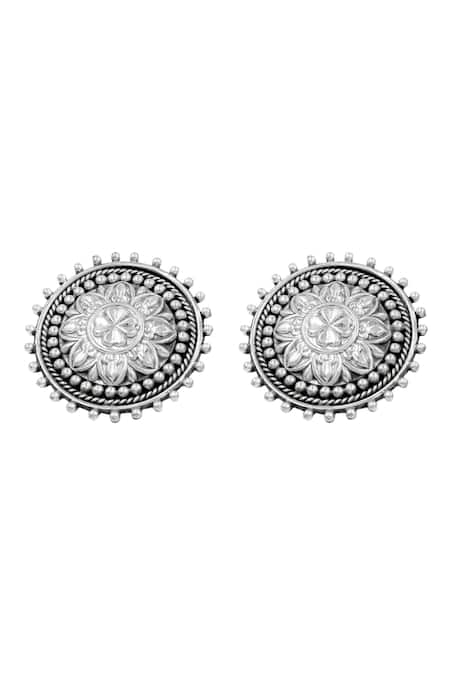 Sangeeta Boochra Heritage Blossom Silver Studs 