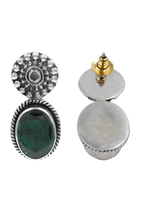 Sangeeta Boochra_Green Stones Classic Heritage Earrings _Online_at_Aza_Fashions
