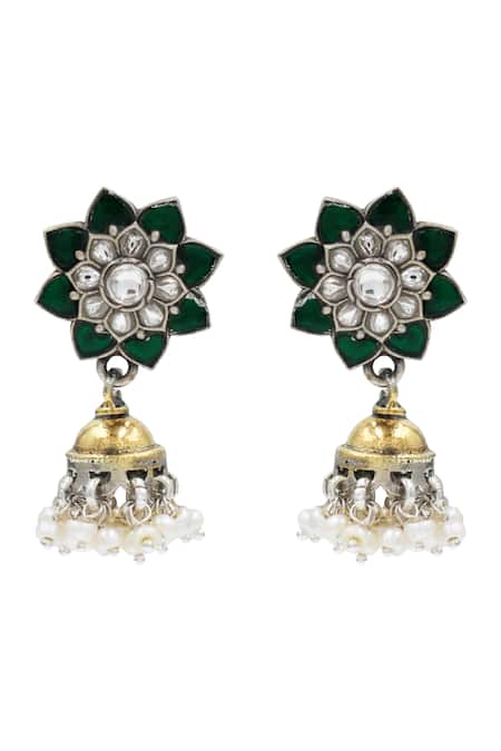 Sangeeta Boochra Sterling Silver Floral Earring 