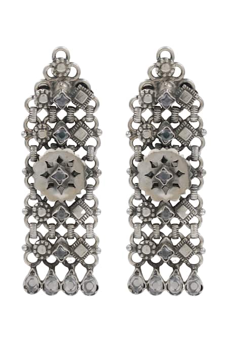 Sangeeta Boochra Heritage Bloom Silver Earrings 