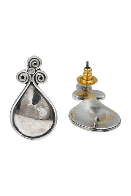 Sangeeta Boochra_Silver Plated Crystals Teardrop Elegance Earrings _Online_at_Aza_Fashions