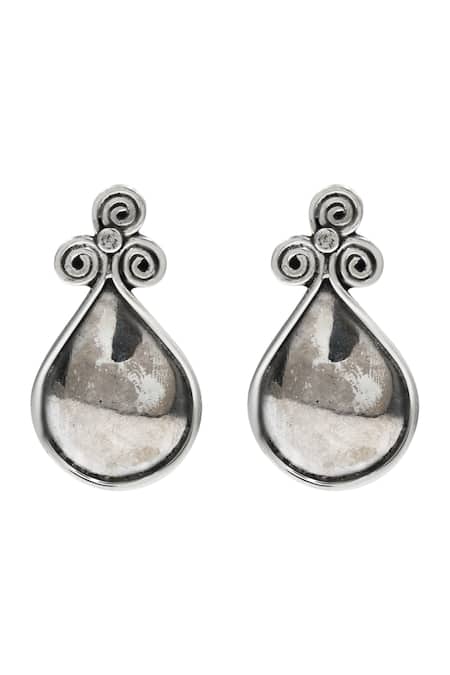 Sangeeta Boochra Teardrop Elegance Silver Earrings 
