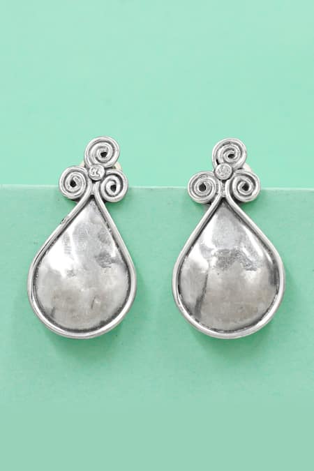 Sangeeta Boochra Silver Plated Crystals Teardrop Elegance Earrings 