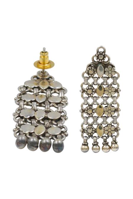 Sangeeta Boochra_Silver Plated Beads Heritage Filigree Earrings _Online_at_Aza_Fashions