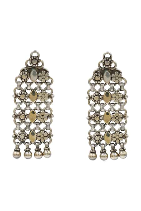 Sangeeta Boochra Heritage Silver Filigree Earrings 