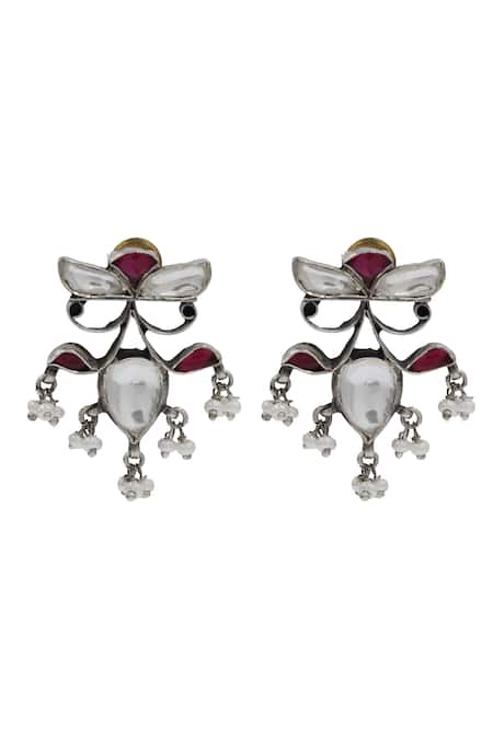 Sangeeta Boochra Heritage Kundan Silver Earrings 