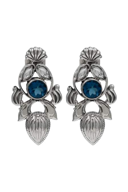 Sangeeta Boochra Antique Bloom Silver Earrings 