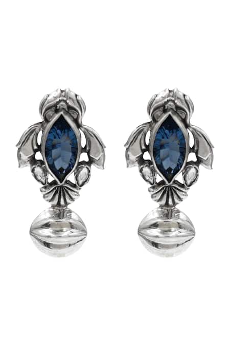 Sangeeta Boochra Midnight Bloom Silver Earrings 
