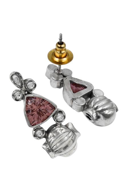Sangeeta Boochra_Silver Plated Stones, Crystals Timeless Sterling Earrings _Online_at_Aza_Fashions