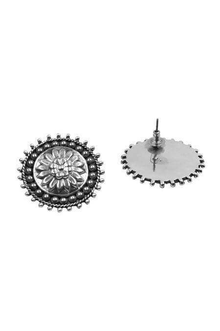 Sangeeta Boochra_Silver Plated Floral Radiance Studs _Online_at_Aza_Fashions