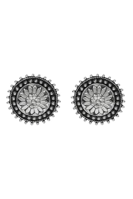 Sangeeta Boochra Floral Radiance Silver Studs 