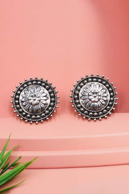 Sangeeta Boochra Silver Plated Floral Radiance Studs 