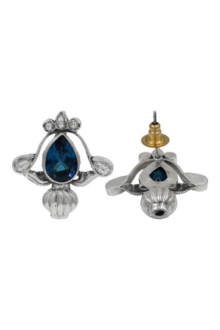 Sangeeta Boochra_Blue Stones Sterling Elegance Earrings _Online_at_Aza_Fashions