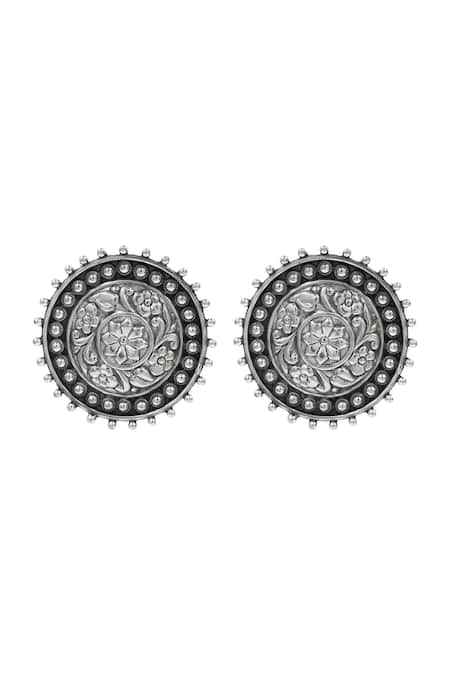 Sangeeta Boochra Timeless Oxidised Silver Studs 
