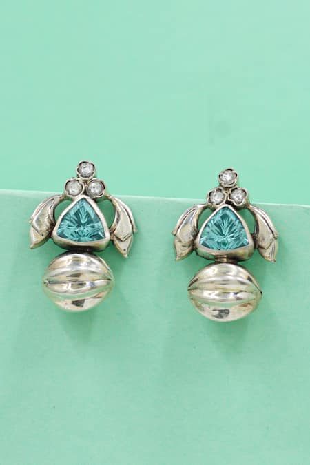 Sangeeta Boochra Silver Plated Stones, Embellished Earrings 