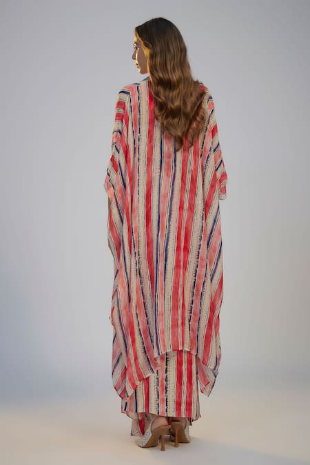 Shop Nadima Saqib Ivory Crepe Sequins Sweetheart Neck Stripe Print Cape And Draped Skirt Set at Aza Fashions Shop_Nadima Saqib_Ivory Crepe Sequins Sweetheart Neck Stripe Print Cape And Draped Skirt Set _at_Aza_Fashions