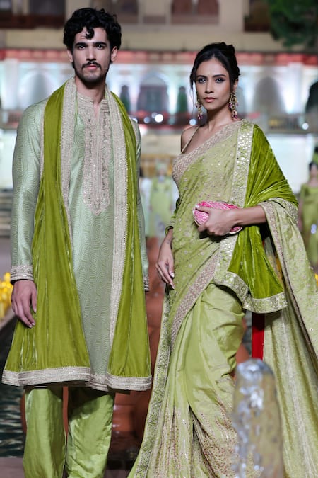 Punit Balana Henna Embroidered Saree & Blouse Set 