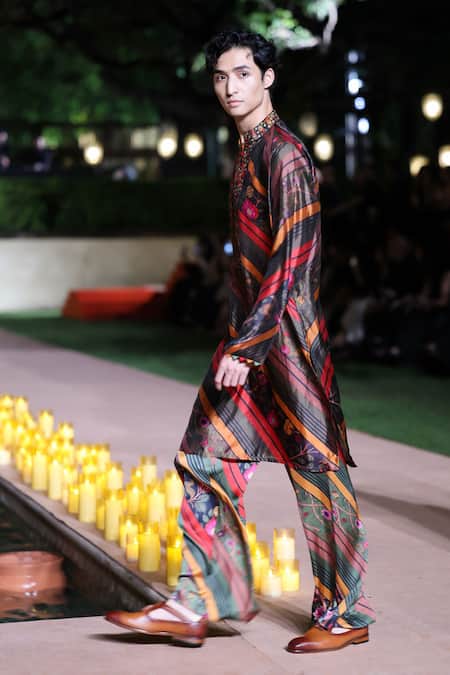 Punit Balana Multi Color Organza, Silk Embroidery Resham Work Kurta With Pant Online at Aza Fashions Punit Balana_Multi Color Organza, Silk Embroidery Resham Work Kurta With Pant _Online_at_Aza_Fashions