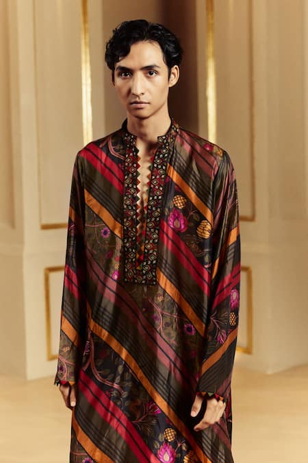 Shop Punit Balana Multi Color Organza, Silk Embroidery Resham Work Kurta With Pant Online at Aza Fashions Shop_Punit Balana_Multi Color Organza, Silk Embroidery Resham Work Kurta With Pant _Online_at_Aza_Fashions