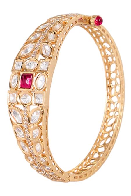Auraa Trends Pearl Studded Broad Kada Bangle 