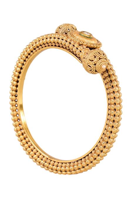 Buy_Auraa Trends_Gold Plated Stones, Beads Kundan Embellished Bangle _Online_at_Aza_Fashions