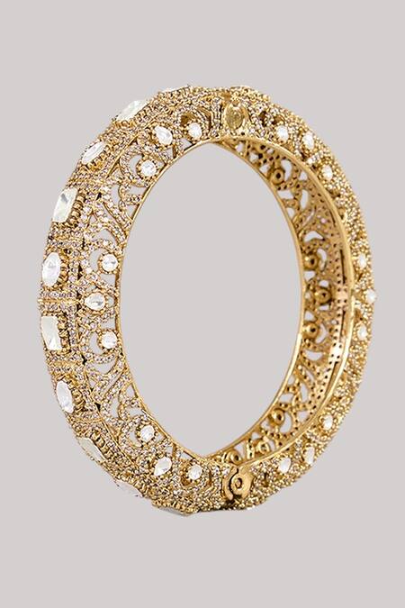 Auraa Trends_Gold Plated Stones, Rhinestones Royal Kundan Bangles _Online_at_Aza_Fashions