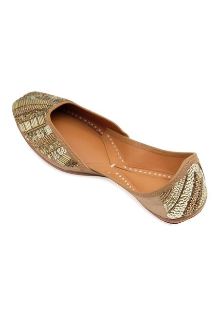 Buy_NR By Nidhi Rathi_Gold Handcrafted Juttis_Online_at_Aza_Fashions
