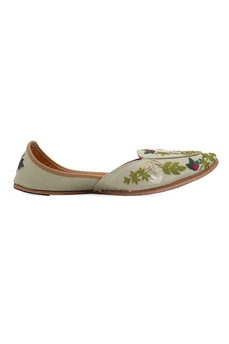 NR By Nidhi Rathi_Green Pista Handcrafted Juttis _Online_at_Aza_Fashions