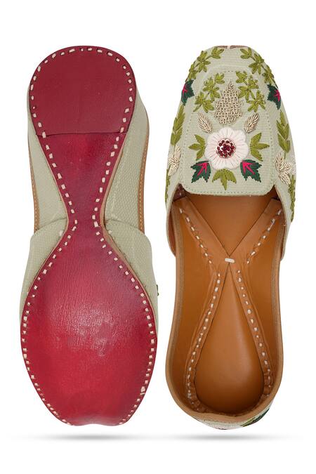 NR By Nidhi Rathi_Green Pista Handcrafted Juttis _at_Aza_Fashions