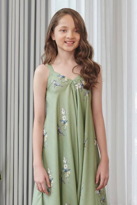 Buy_Pasha India_Green Cotton, Rayon Floral Print Draped Jumpsuit _Online_at_Aza_Fashions