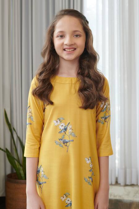 Pasha India_Yellow Cotton, Rayon Floral Print Draped Jumpsuit _at_Aza_Fashions