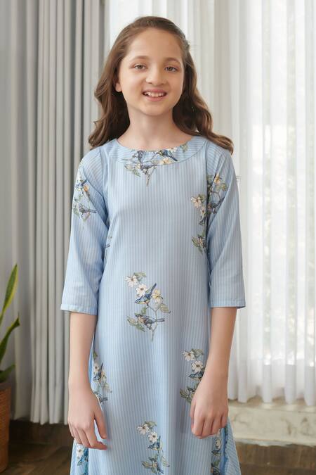 Pasha India_Blue Cotton, Rayon Floral Print Draped Jumpsuit _Online_at_Aza_Fashions