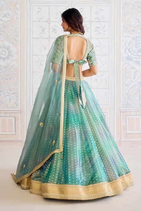 Shyam Narayan Prasad Geometric Woven Lehenga Set 