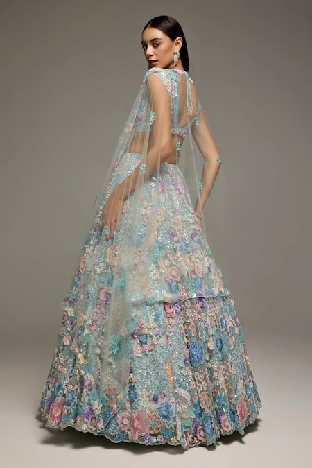 Opus Atelier Powder Blue Multi Colour Lehenga Set 