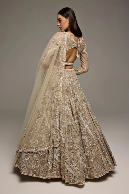 Opus Atelier Soft Champagne Gold Oriane Bridal Lehenga Set 