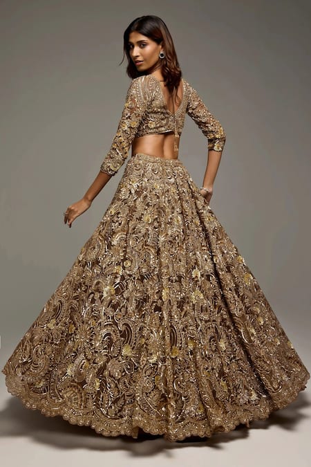 Opus Atelier Brown Gold Ruth Lehenga Set 